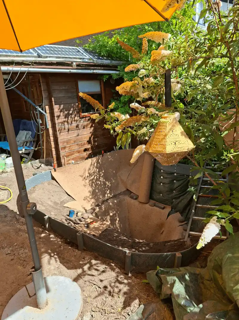 Warme dag tijdens de bouwfase